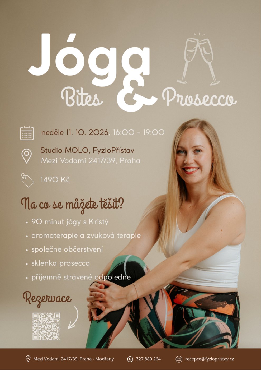 Jóga, Bites & Prosecco — leták akce